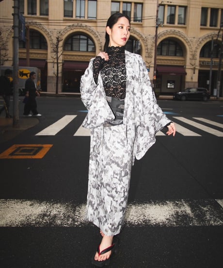 麻調シャークスキン(SET UP KIMONO)