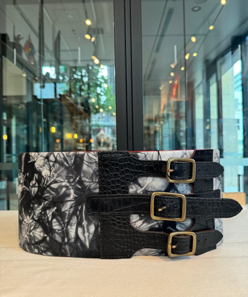 和男師〉姫路レザー 帯ベルト（半巾）ムラ染め柄 | 音遊 onyou market