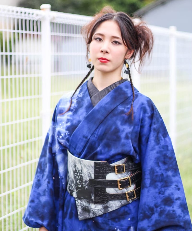 M*R様 帯　着物 和男師〉姫路レザー 帯ベルト（半巾）ムラ染め柄 | 音遊 onyou market