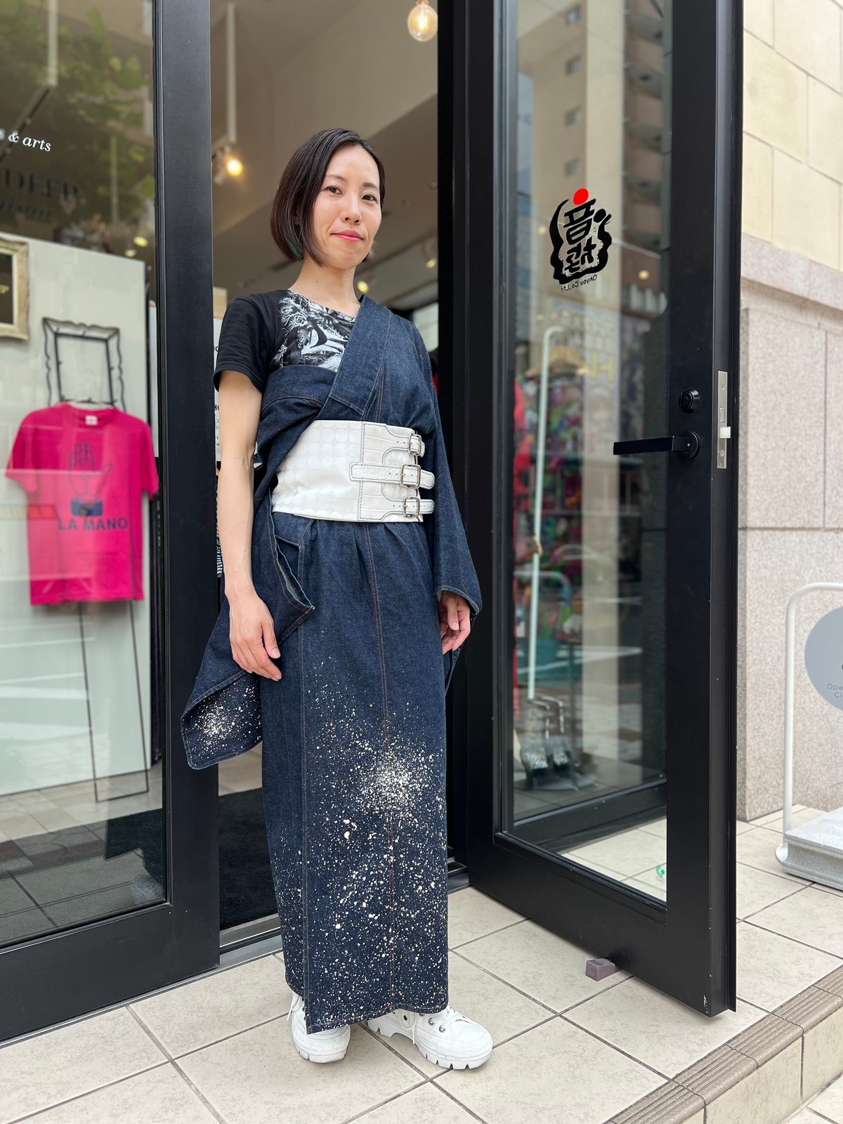 和男師〉広島 金襴織 帯ベルト（半巾）白ドット柄 | 音遊 onyou market