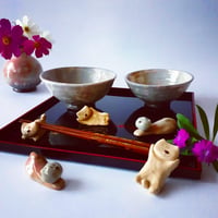 夫婦飯碗　 粉引手 大 小