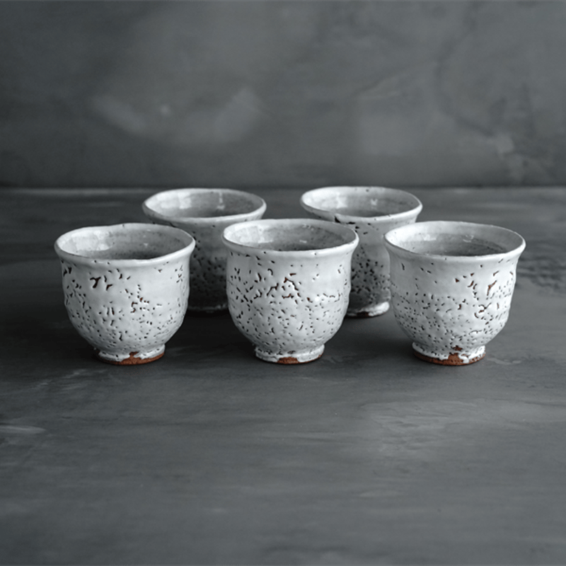601-5/萩フリーカップ/湯呑/茶器/6客 萩焼・茶器セット・湯呑・急須・菓子器・No.240508-05・梱包