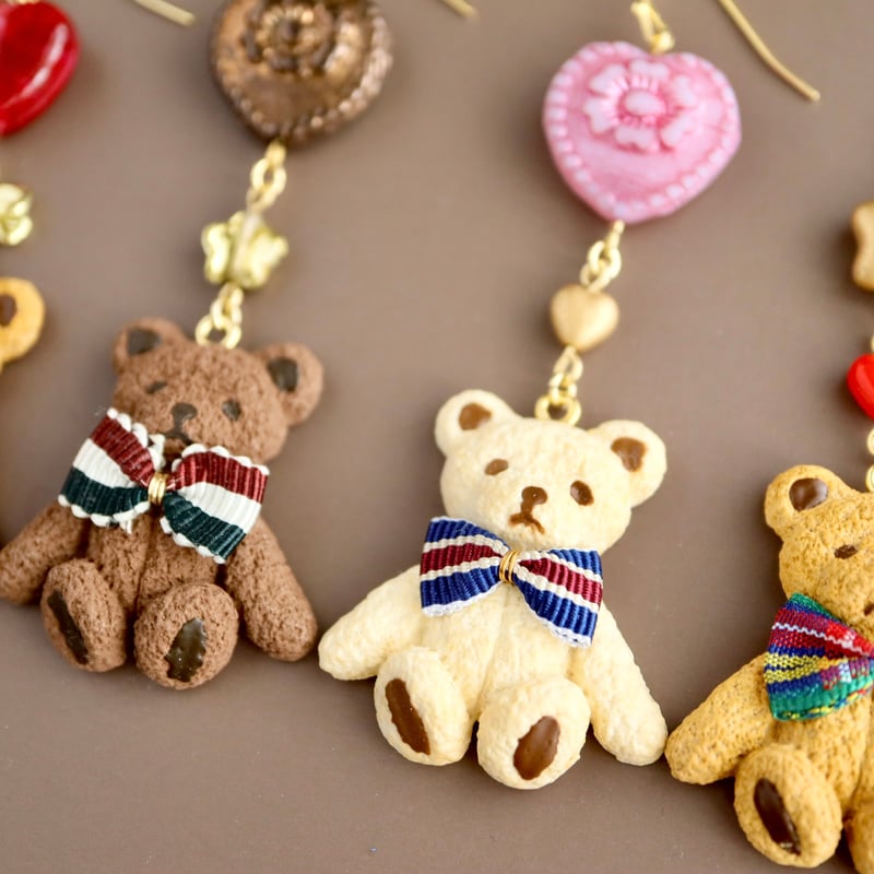 C】Baked bear テディベアクッキーイヤーアクセサリー | ピヨノメ 造形舎