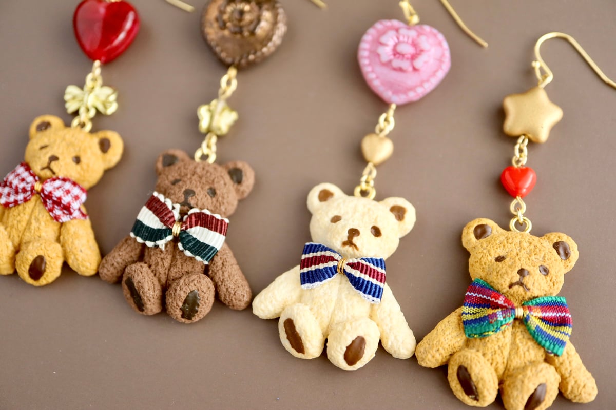 C】Baked bear テディベアクッキーイヤーアクセサリー | ピヨノメ 造形舎