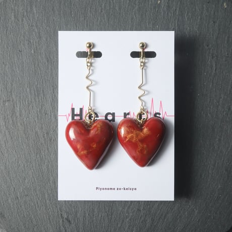 【耳飾り赤A】Heart earaccessories