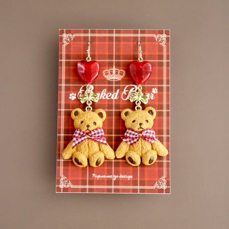 【A】Baked bear テディベアクッキーイヤーアクセサリー
