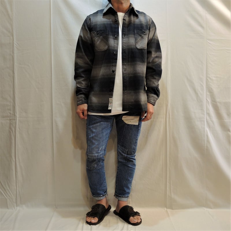 極厚のネルシャツ、ブラック。 | ARIGATO