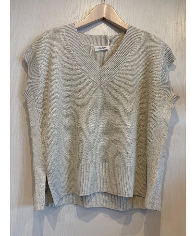 【極美品】トゥービーシック Vネックノースリーブニットラメ混 グレー花 M Nolley's』Vネックラメニット | petitluxe