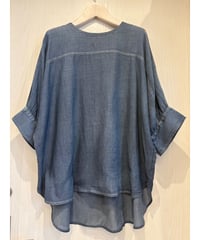 薄手綿100%デニムブラウスプルオーバー