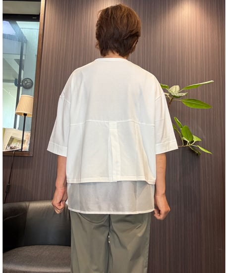 『シビリゼ』メッシュ切り替え6分袖カットソー