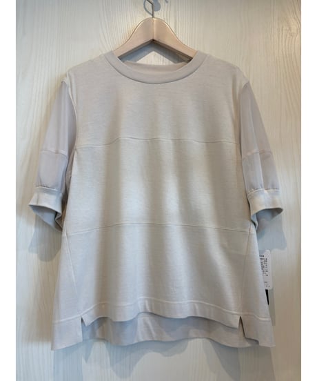 袖シアーコットンTシャツ