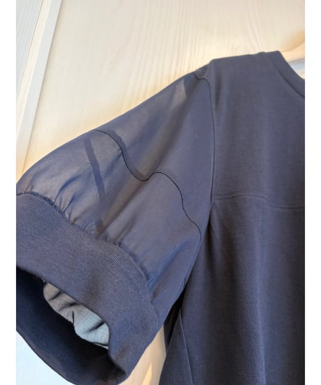 袖シアーコットンTシャツ