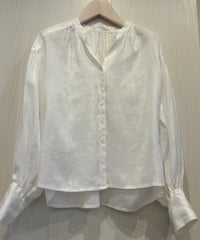 麻ギャザーボリュームシャツ