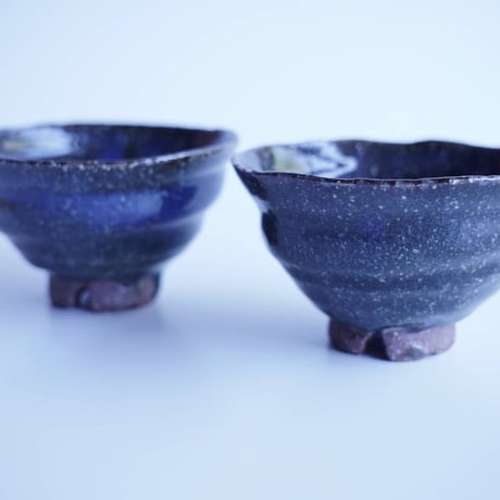 No5-28 青萩ゆらぎ碗　2碗セット　（納冨　晋）