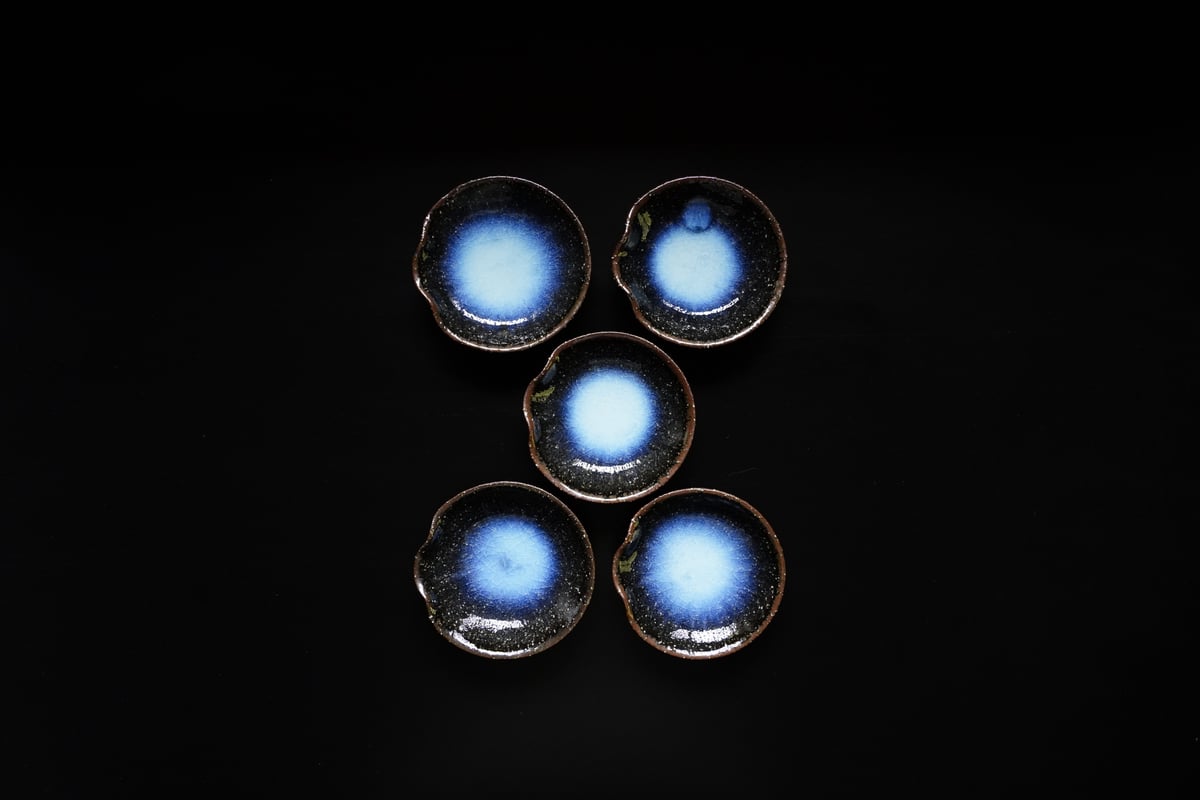 No24 納冨 晋 青萩小皿5枚組 | 鳥雲窯