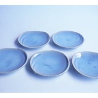 No3-8　納冨尚子　水色小皿５枚セット