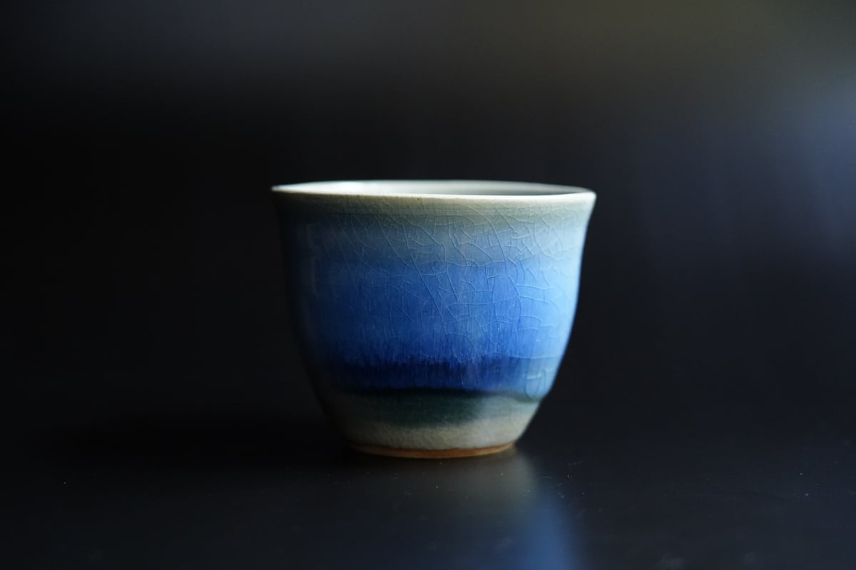 No7 納冨 晋 青萩彩色カップ | 鳥雲窯