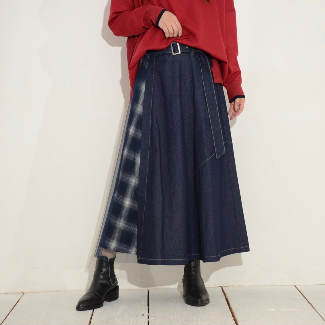 Praia デニム切替えデザインスカート | selectshop-LUZ STORE 