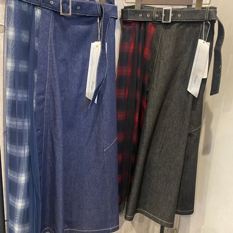 Praia デニム切替えデザインスカート