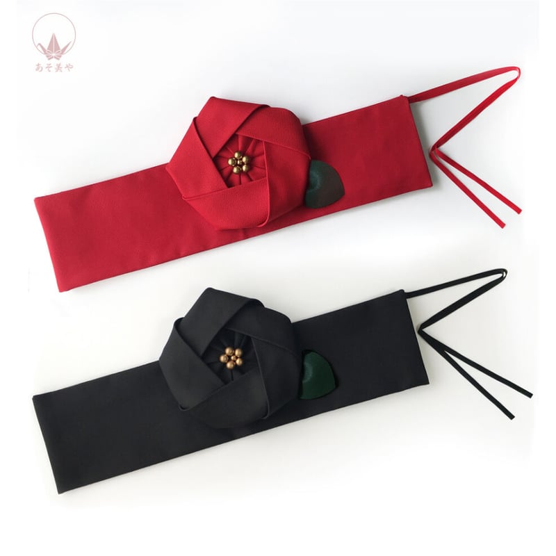 22255 袋帯　椿　赤　紬　ガード加工有り　洒落帯【即購入OK・即発送】 22255 袋帯椿赤紬ガード加工有り洒落帯【即購入OK・即発送】