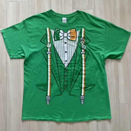 【古着】IRISH BEER タキシード＆サスペンダーだまし絵Tシャツ