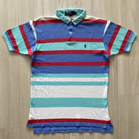 【古着】Polo Ralph Lauren Border Polo Shirt (Made in USA)
