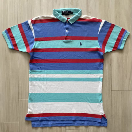 【古着】Polo Ralph Lauren Border Polo Shirt (Made in USA)