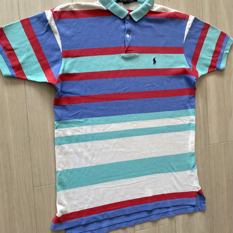 【古着】Polo Ralph Lauren Border Polo Shirt (Made in USA)