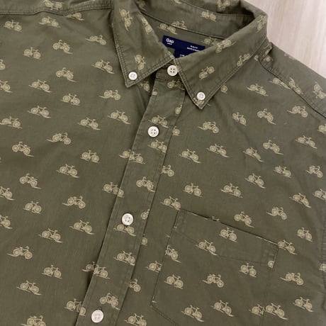 【古着】GAP BICYCLE PATTERN L/S Shirt