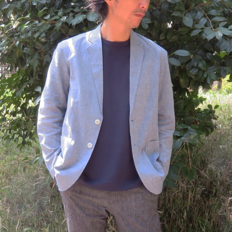 ワゴロモｘカゲヤマ（播州織）　和晒し仕上げの綿麻ジャケット