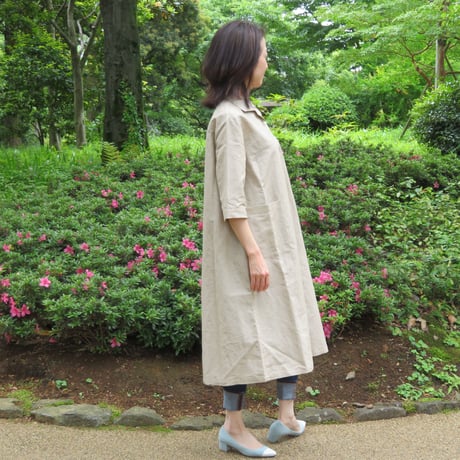 和心衣（ワゴロモ）岡山児島ショーワのコットンリネン（綿麻）ダンガリーワンピース