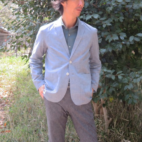 ワゴロモｘカゲヤマ（播州織）　和晒し仕上げの綿麻ジャケット