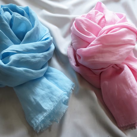 東京生まれの柔らか麻ストール　江戸の桜と江戸の空