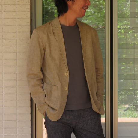 ワゴロモｘカゲヤマ（播州織）　和晒し仕上げの綿麻ジャケット