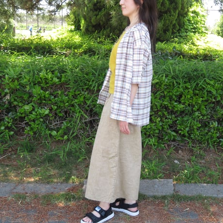 ワゴロモｘカゲヤマ（播州織）　和晒し仕上げの半袖ブラウス