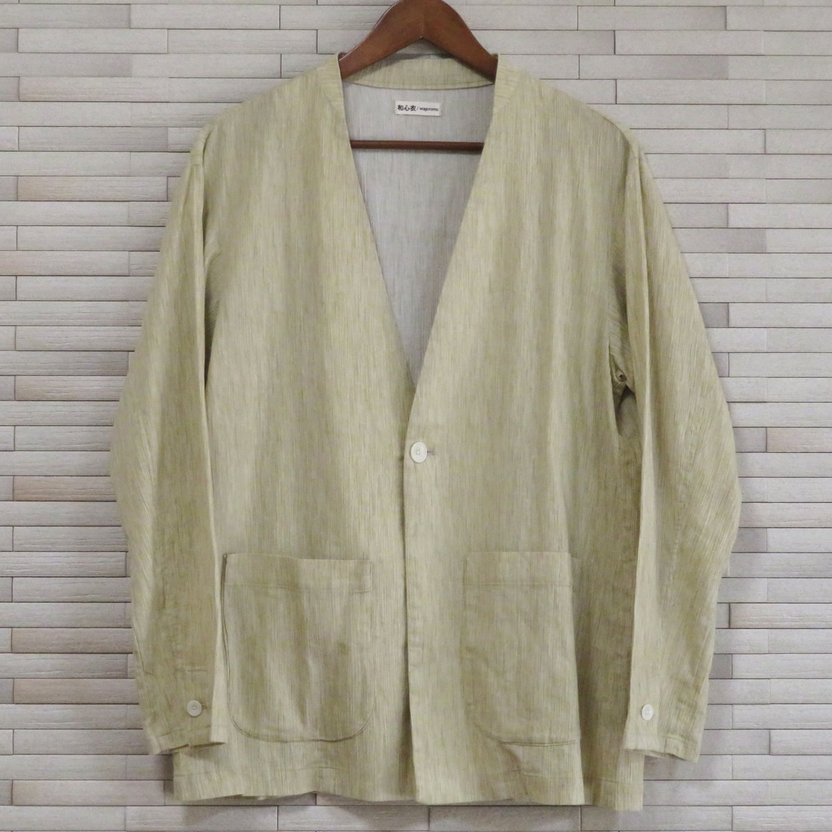 高島ちぢみのノーカラー羽織ジャケット | 和心衣（わごろも） 心