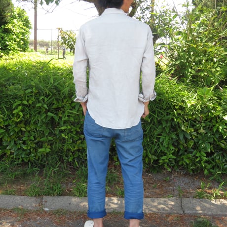 湖東のリネン　和晒し仕上げのリネンシャツ