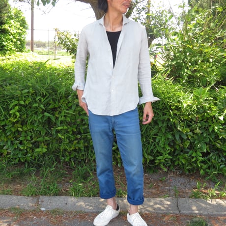 湖東のリネン　和晒し仕上げのリネンシャツ