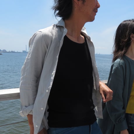 湖東のリネン　和晒し仕上げのリネンシャツ