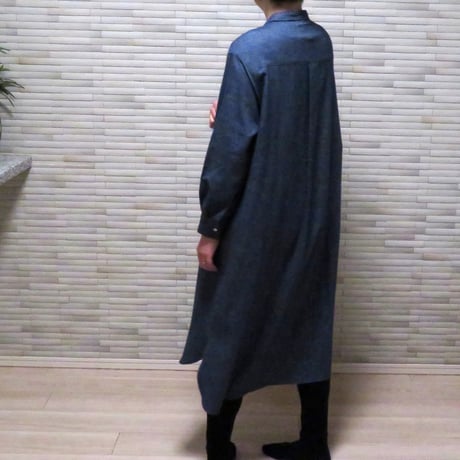 和心衣（ワゴロモ）ｘカゲヤマ（播州織）ヤクウールとオーガニックコットンのロングシャツワンピース