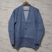 高島ちぢみのノーカラー羽織ジャケット