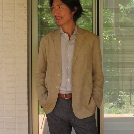 ワゴロモｘカゲヤマ（播州織）　和晒し仕上げの綿麻ジャケット