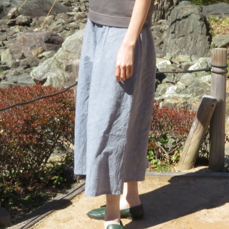 ワゴロモｘカゲヤマ（播州織）　和晒し仕上げのワイドパンツ