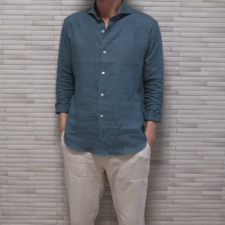 湖東のリネン　和晒し仕上げのリネンシャツ