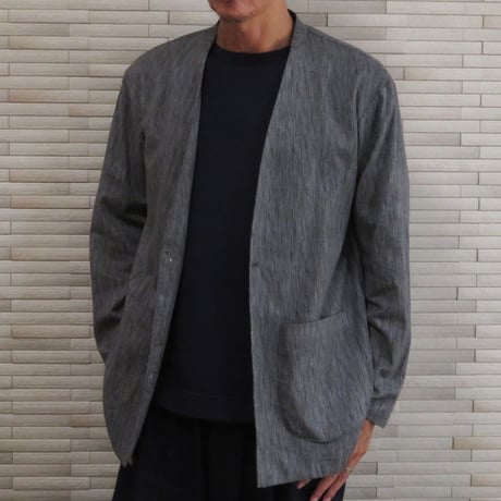 高島ちぢみのノーカラー羽織ジャケット