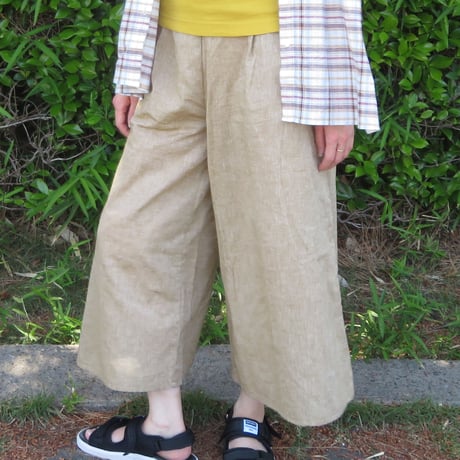 ワゴロモｘカゲヤマ（播州織）　和晒し仕上げのワイドパンツ