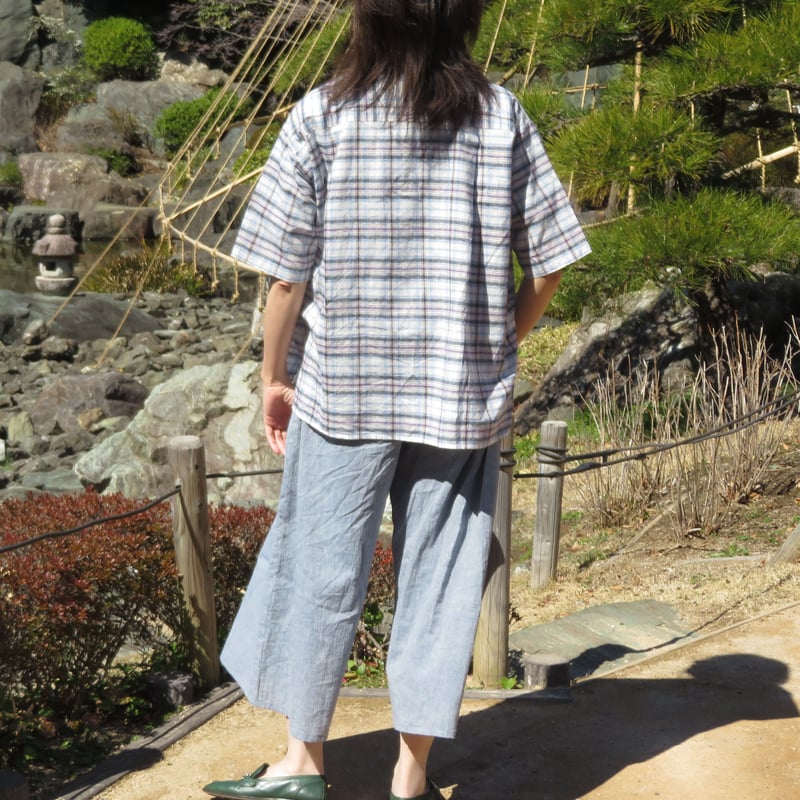 ワゴロモxカゲヤマ（播州織） 和晒し仕上げの半袖ブラウス | 和心衣