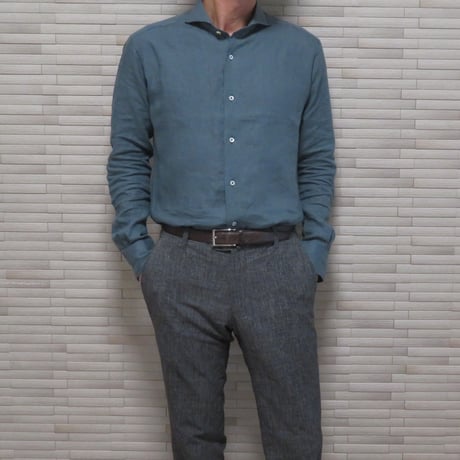 湖東のリネン　和晒し仕上げのリネンシャツ