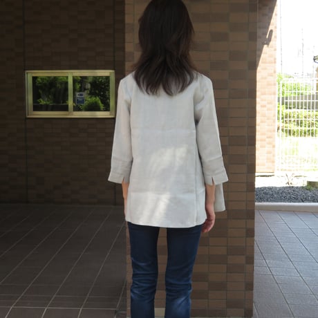 湖東のリネン　和晒し仕上げのレディスジャケット