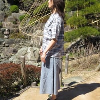 ワゴロモｘカゲヤマ（播州織）　和晒し仕上げの半袖ブラウス